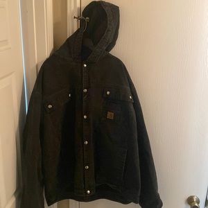 XL Heavy Canvas Distressed Construction Cold Weather Hooded Jacket by Carhartt